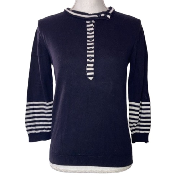 MANGO Knit top 3/4 sleeve nautical - Picture 1 of 6